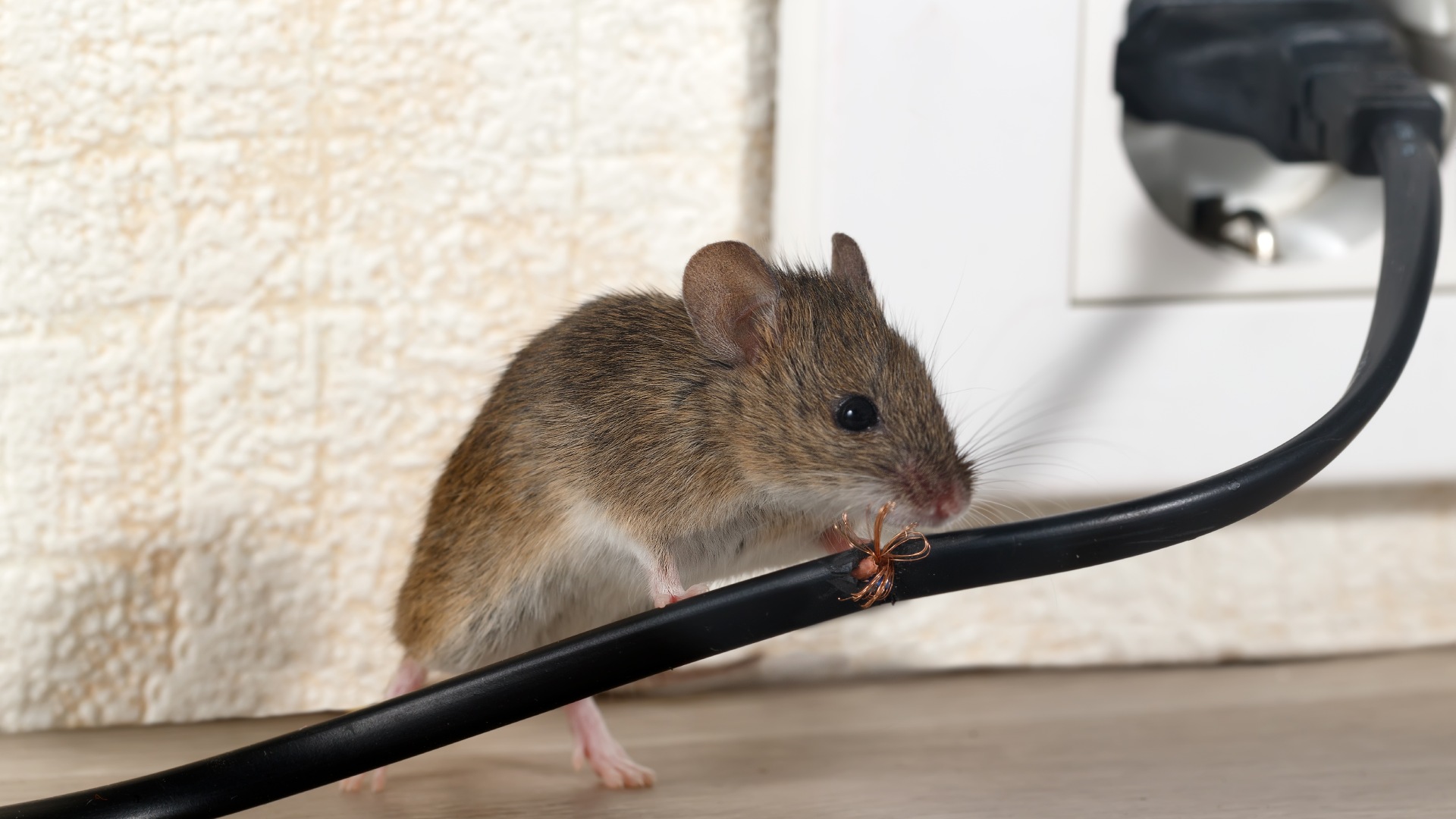 Mouse found chewing wire in a home in Austin, TX.