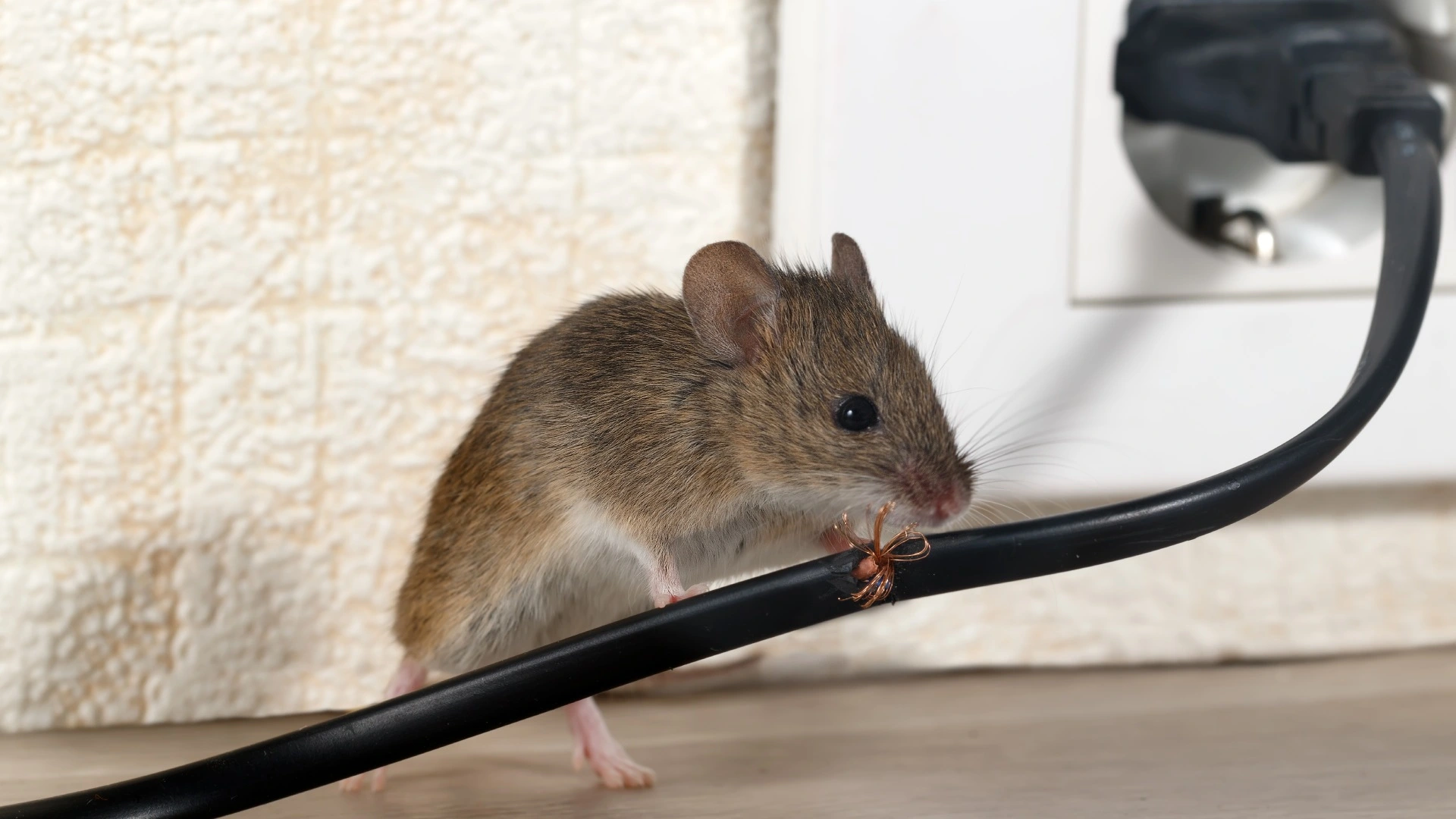 Mouse found chewing wire in a home in Austin, TX.