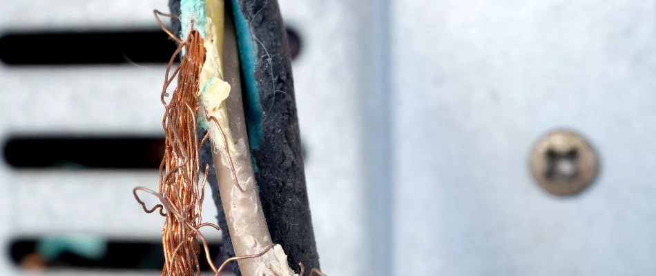 Chewed wires from rodents in Austin, TX.