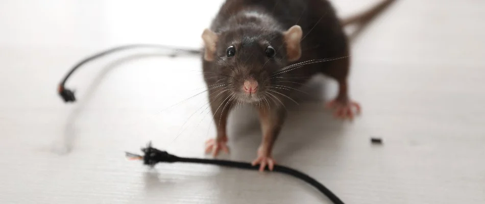 Damaged wire caused by a rat in Austin, TX.