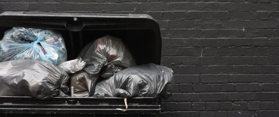 Garbage bags on a bin in Austin, TX.