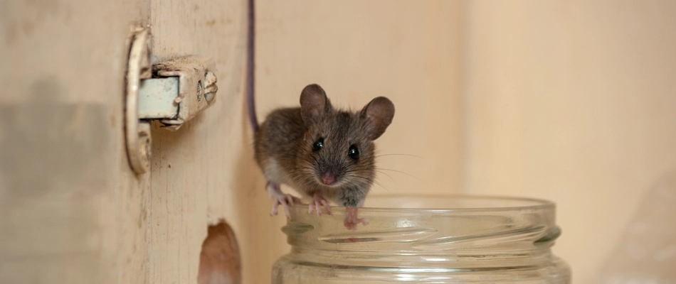 Mouse found crawling in a home's cabinet in North Shoal Creek, TX.